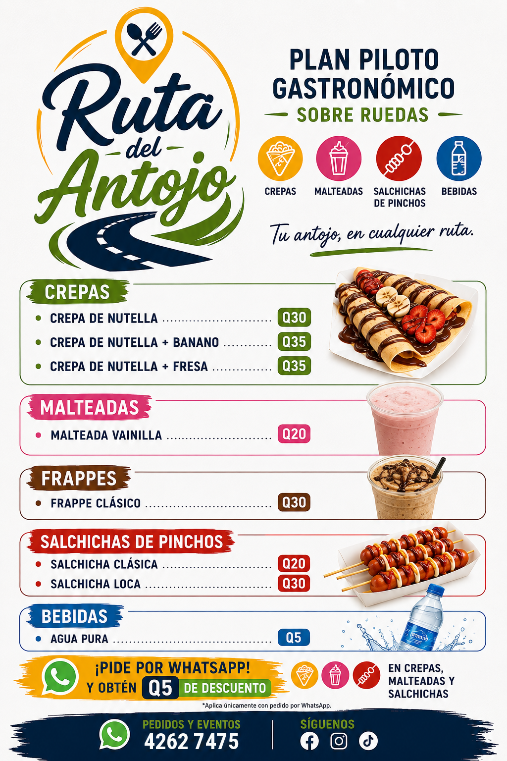 Menú principal actualizado de Ruta del Antojo